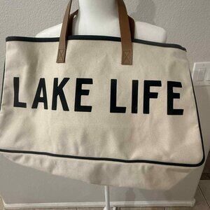 ‘Lake Life’ Tote-Leather Handles-Santa Barbara Design Studio